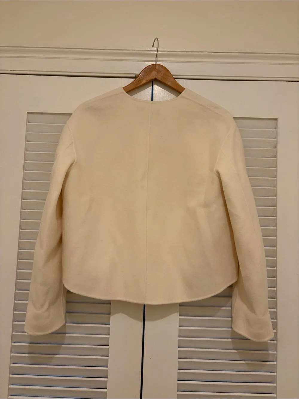 Theory cream ivory rounded crop wool cashmere jacket XS